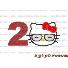 Hello Kitty Applique 02 Embroidery Design Birthday Number 2