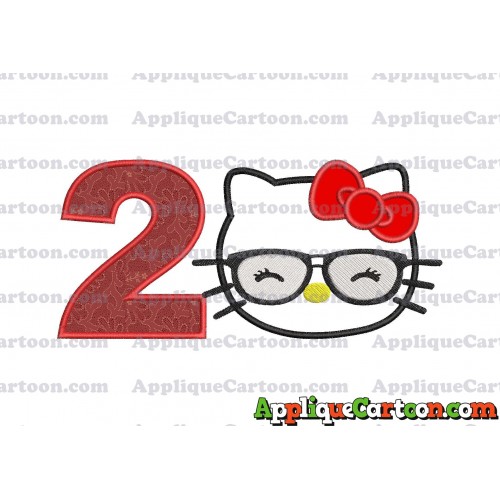 Hello Kitty Applique 02 Embroidery Design Birthday Number 2