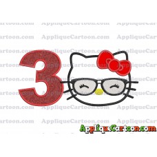 Hello Kitty Applique 02 Embroidery Design Birthday Number 3