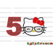 Hello Kitty Applique 02 Embroidery Design Birthday Number 5