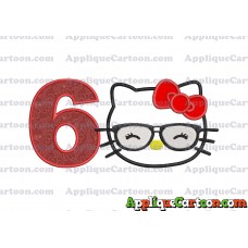 Hello Kitty Applique 02 Embroidery Design Birthday Number 6