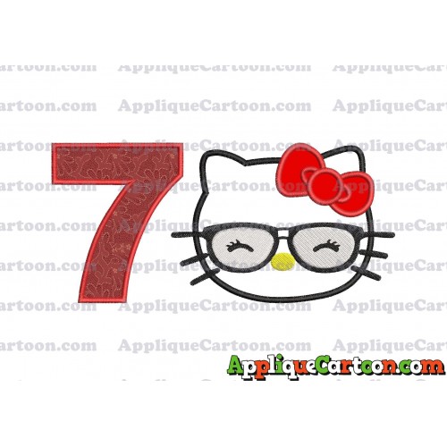Hello Kitty Applique 02 Embroidery Design Birthday Number 7