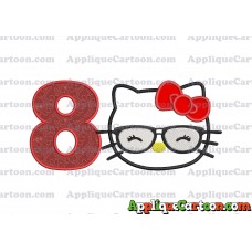 Hello Kitty Applique 02 Embroidery Design Birthday Number 8