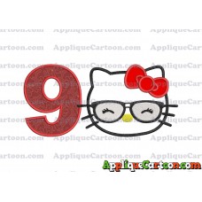 Hello Kitty Applique 02 Embroidery Design Birthday Number 9