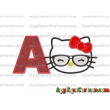 Hello Kitty Applique 02 Embroidery Design With Alphabet A