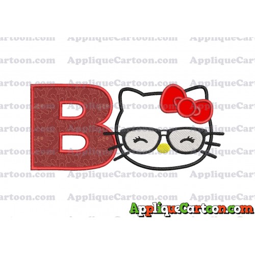 Hello Kitty Applique 02 Embroidery Design With Alphabet B