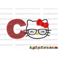 Hello Kitty Applique 02 Embroidery Design With Alphabet C