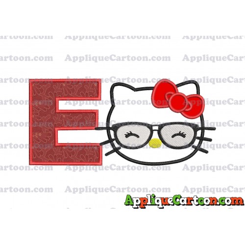 Hello Kitty Applique 02 Embroidery Design With Alphabet E