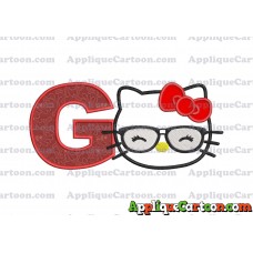 Hello Kitty Applique 02 Embroidery Design With Alphabet G