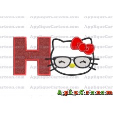 Hello Kitty Applique 02 Embroidery Design With Alphabet H