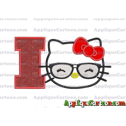 Hello Kitty Applique 02 Embroidery Design With Alphabet I