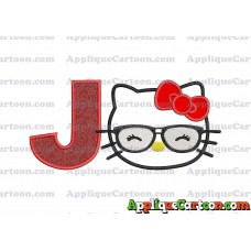 Hello Kitty Applique 02 Embroidery Design With Alphabet J