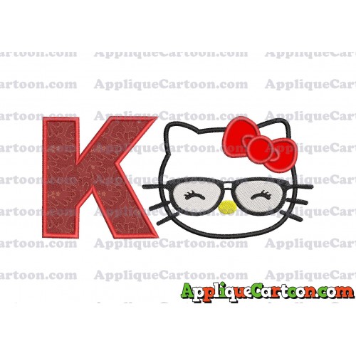 Hello Kitty Applique 02 Embroidery Design With Alphabet K