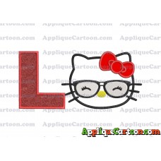 Hello Kitty Applique 02 Embroidery Design With Alphabet L
