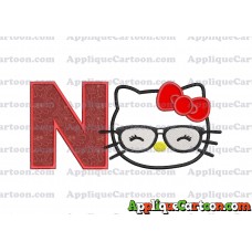 Hello Kitty Applique 02 Embroidery Design With Alphabet N
