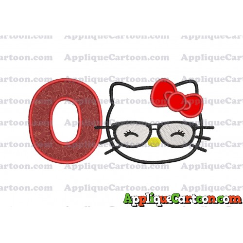 Hello Kitty Applique 02 Embroidery Design With Alphabet O