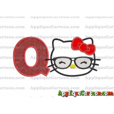 Hello Kitty Applique 02 Embroidery Design With Alphabet Q
