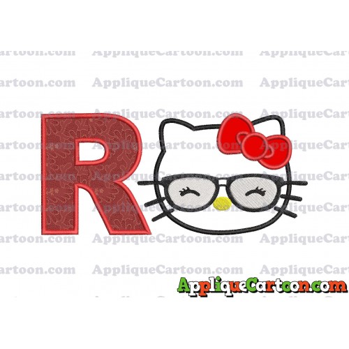 Hello Kitty Applique 02 Embroidery Design With Alphabet R