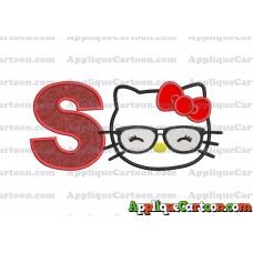 Hello Kitty Applique 02 Embroidery Design With Alphabet S