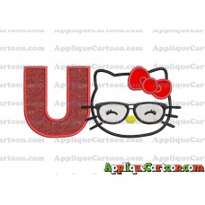 Hello Kitty Applique 02 Embroidery Design With Alphabet U
