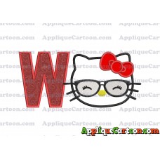 Hello Kitty Applique 02 Embroidery Design With Alphabet W