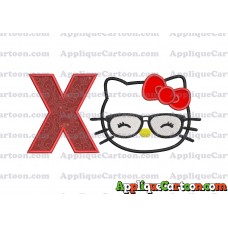 Hello Kitty Applique 02 Embroidery Design With Alphabet X