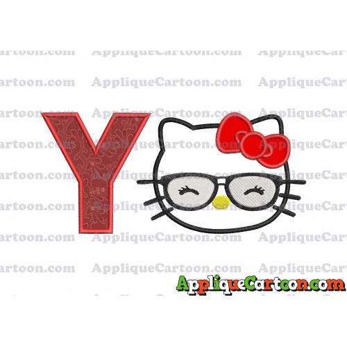 Hello Kitty Applique 02 Embroidery Design With Alphabet Y
