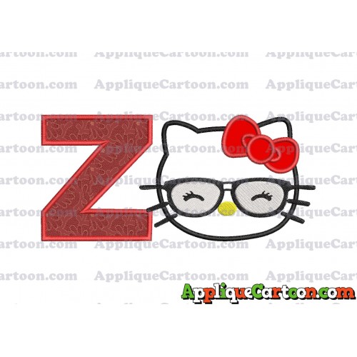 Hello Kitty Applique 02 Embroidery Design With Alphabet Z