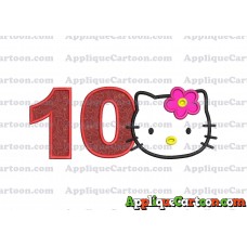 Hello Kitty Applique 03 Embroidery Design Birthday Number 10