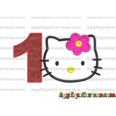 Hello Kitty Applique 03 Embroidery Design Birthday Number 1