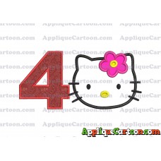 Hello Kitty Applique 03 Embroidery Design Birthday Number 4