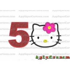 Hello Kitty Applique 03 Embroidery Design Birthday Number 5