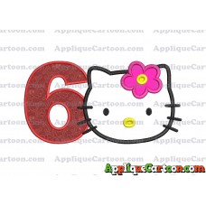 Hello Kitty Applique 03 Embroidery Design Birthday Number 6