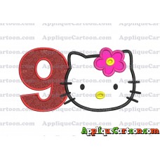 Hello Kitty Applique 03 Embroidery Design Birthday Number 9