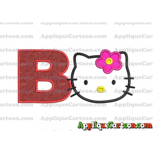 Hello Kitty Applique 03 Embroidery Design With Alphabet B