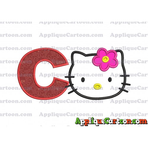 Hello Kitty Applique 03 Embroidery Design With Alphabet C