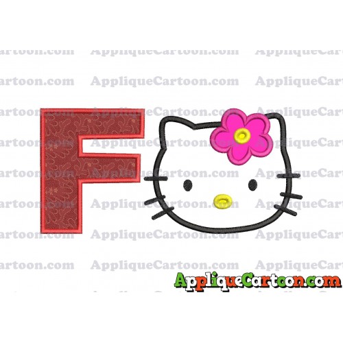 Hello Kitty Applique 03 Embroidery Design With Alphabet F