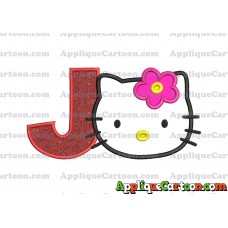 Hello Kitty Applique 03 Embroidery Design With Alphabet J