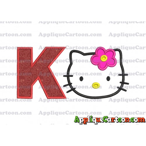 Hello Kitty Applique 03 Embroidery Design With Alphabet K