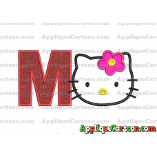 Hello Kitty Applique 03 Embroidery Design With Alphabet M