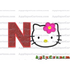 Hello Kitty Applique 03 Embroidery Design With Alphabet N