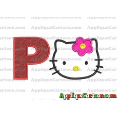 Hello Kitty Applique 03 Embroidery Design With Alphabet P