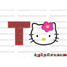 Hello Kitty Applique 03 Embroidery Design With Alphabet T