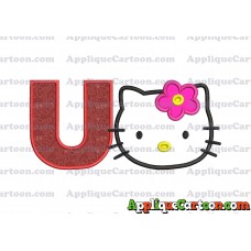 Hello Kitty Applique 03 Embroidery Design With Alphabet U