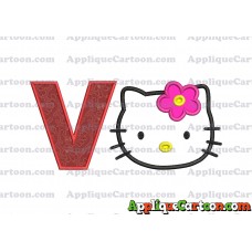 Hello Kitty Applique 03 Embroidery Design With Alphabet V