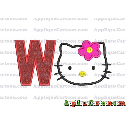 Hello Kitty Applique 03 Embroidery Design With Alphabet W