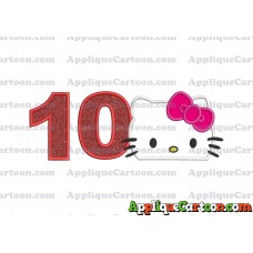 Hello Kitty Applique Embroidery Design Birthday Number 10