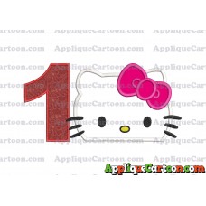 Hello Kitty Applique Embroidery Design Birthday Number 1