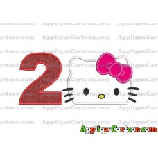 Hello Kitty Applique Embroidery Design Birthday Number 2