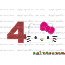 Hello Kitty Applique Embroidery Design Birthday Number 4